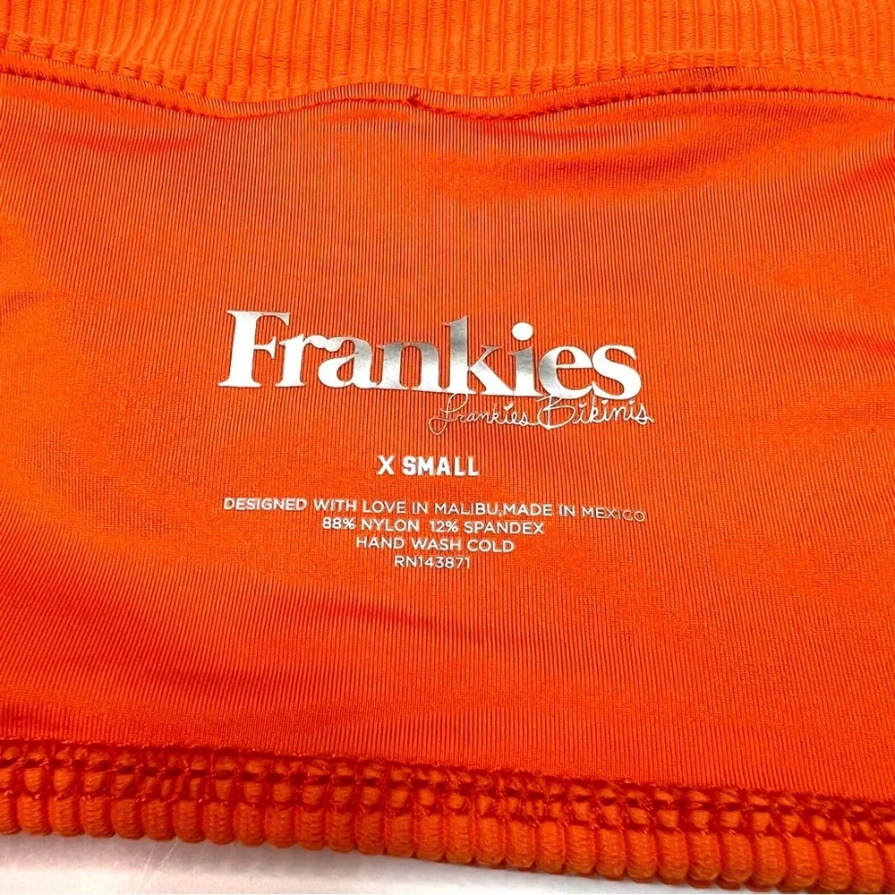 Frankies Bikinis Jenna Ribbed Bandeau Top Bright Orange Size XS